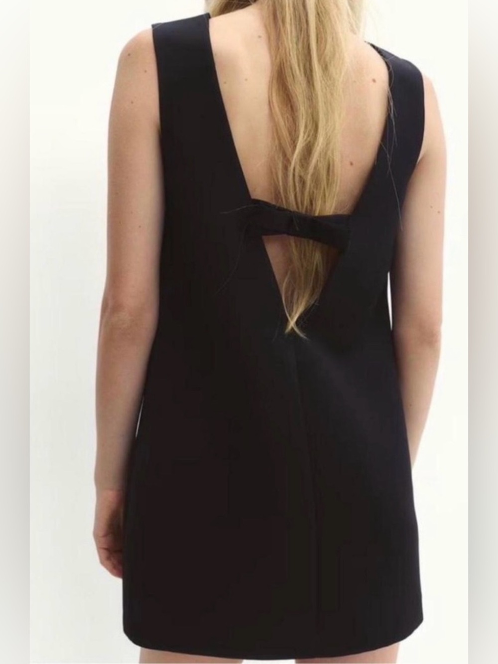 H&M Black Backless Shift Dress with Bow Detail